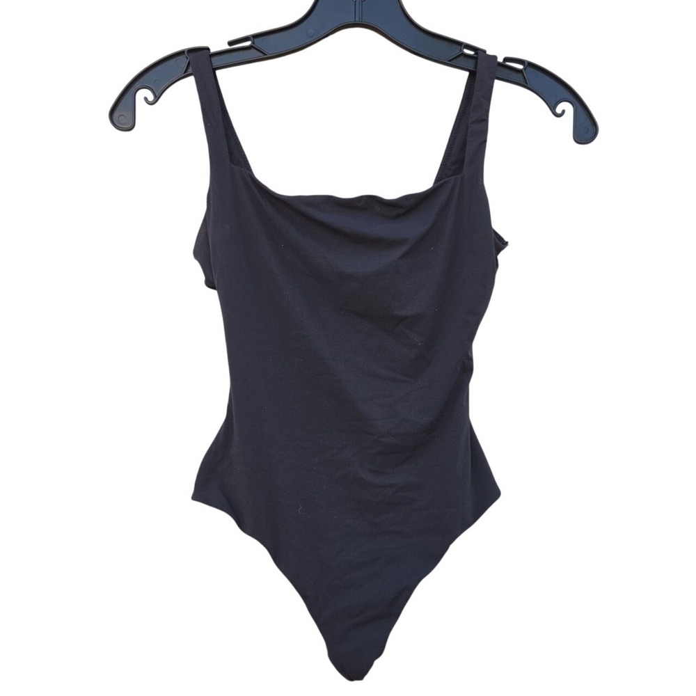 Skims Fits Everybody Square Neck Bodysuit Thong Baddie Xsmall Onyx Layer Norm - Picture 1 of 4